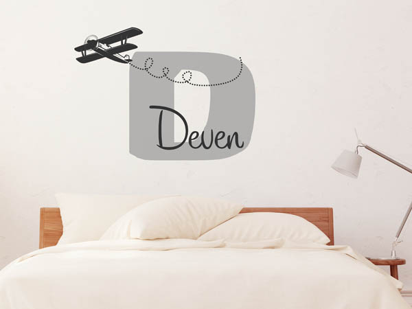Wandtattoo Deven mit Flugzeug
