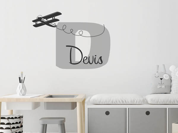 Wandtattoo Devis mit Flugzeug