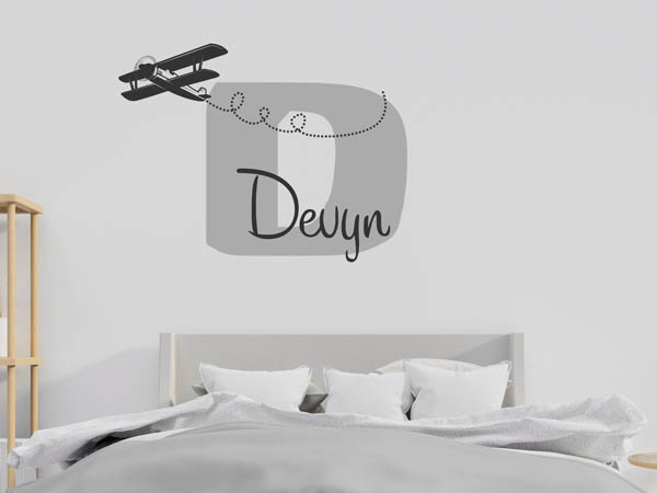 Wandtattoo Devyn mit Flugzeug