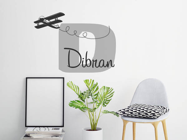 Wandtattoo Dibran mit Flugzeug