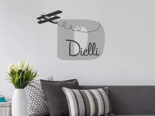 Wandtattoo Dielli mit Flugzeug