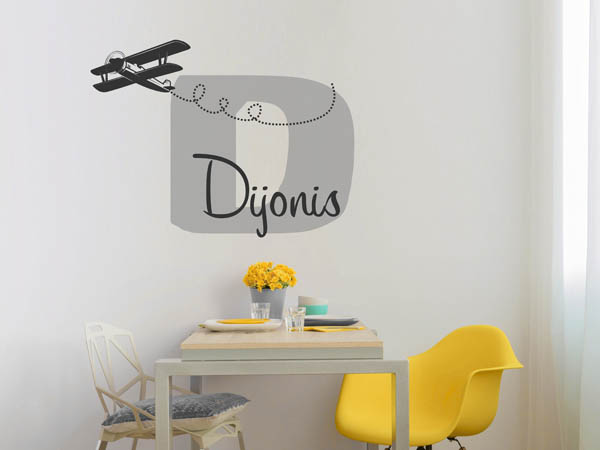 Wandtattoo Dijonis mit Flugzeug