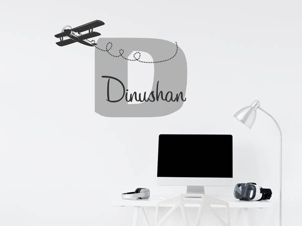 Wandtattoo Dinushan mit Flugzeug