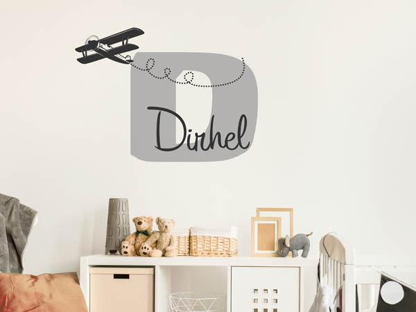 Wandtattoo Dirhel mit Flugzeug