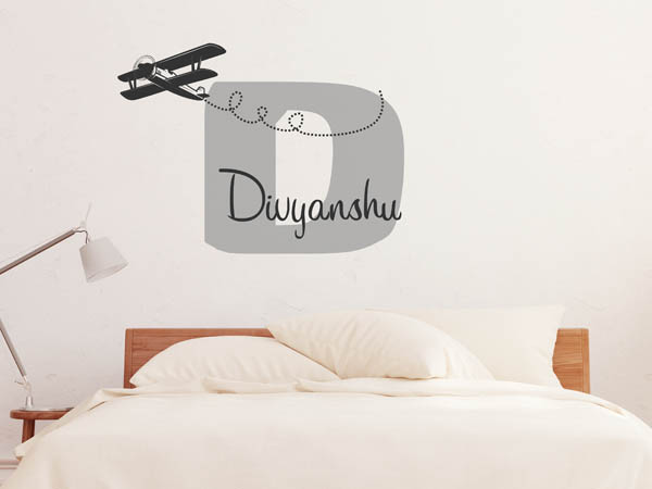 Wandtattoo Divyanshu mit Flugzeug