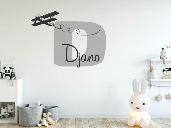 Wandtattoo Djano mit Flugzeug