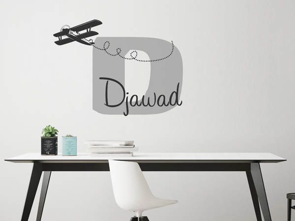 Wandtattoo Djawad mit Flugzeug