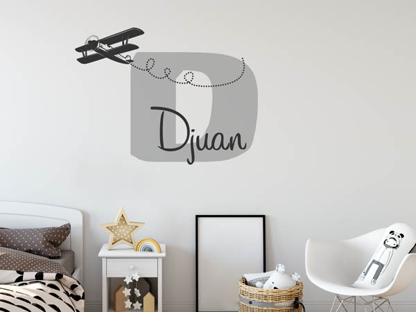 Wandtattoo Djuan mit Flugzeug