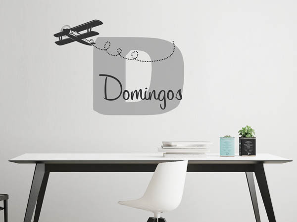 Wandtattoo Domingos mit Flugzeug