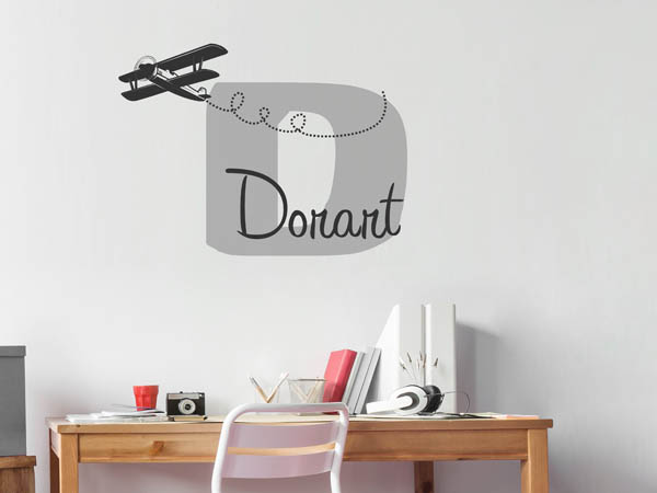 Wandtattoo Dorart mit Flugzeug