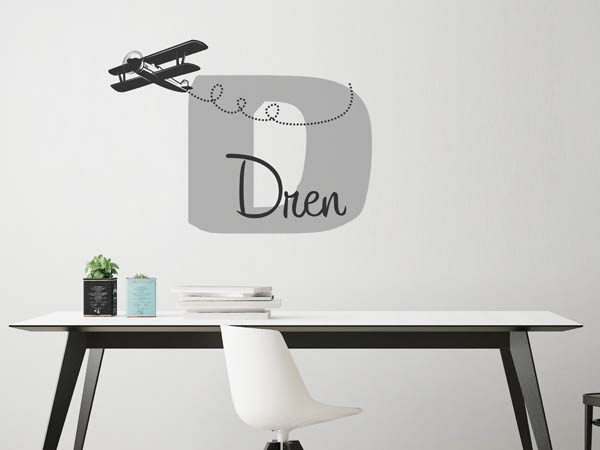 Wandtattoo Dren mit Flugzeug