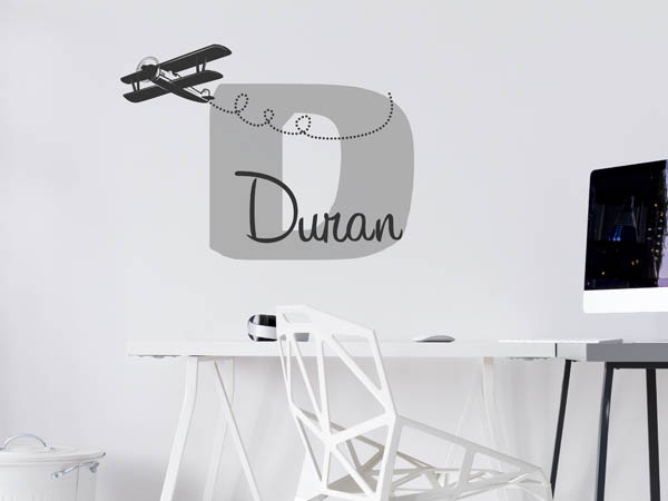 Wandtattoo Duran mit Flugzeug