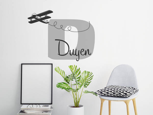 Wandtattoo Duyen mit Flugzeug