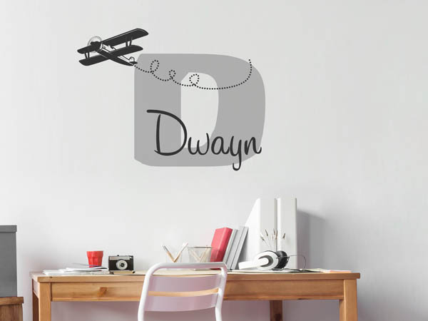 Wandtattoo Dwayn mit Flugzeug
