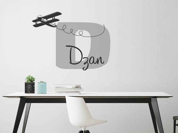 Wandtattoo Dzan mit Flugzeug