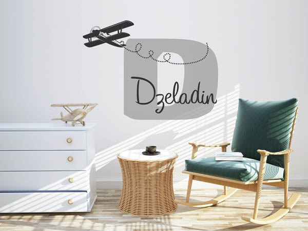 Wandtattoo Dzeladin mit Flugzeug
