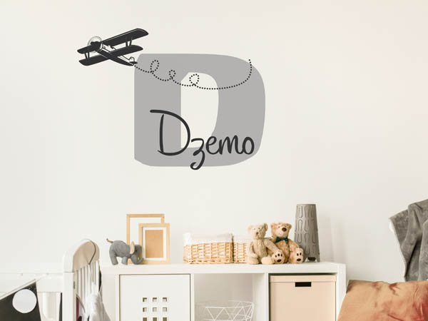 Wandtattoo Dzemo mit Flugzeug