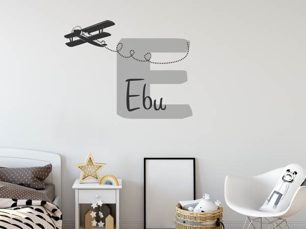 Wandtattoo Ebu mit Flugzeug