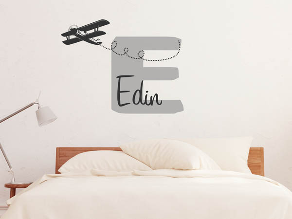 Wandtattoo Edin mit Flugzeug