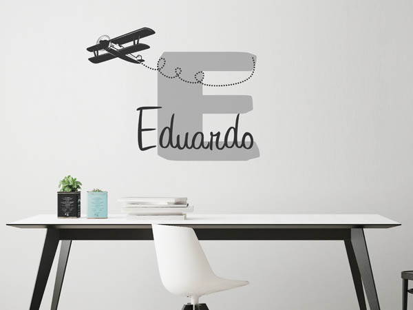 Wandtattoo Eduardo mit Flugzeug