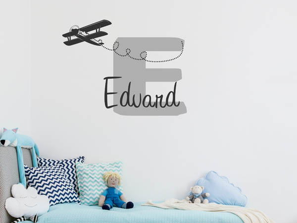Wandtattoo Edvard mit Flugzeug