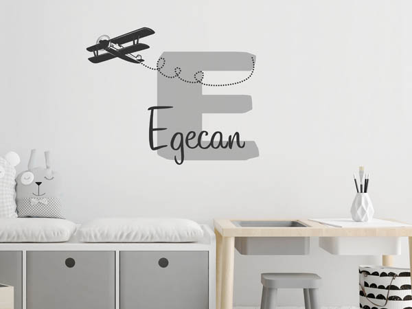 Wandtattoo Egecan mit Flugzeug