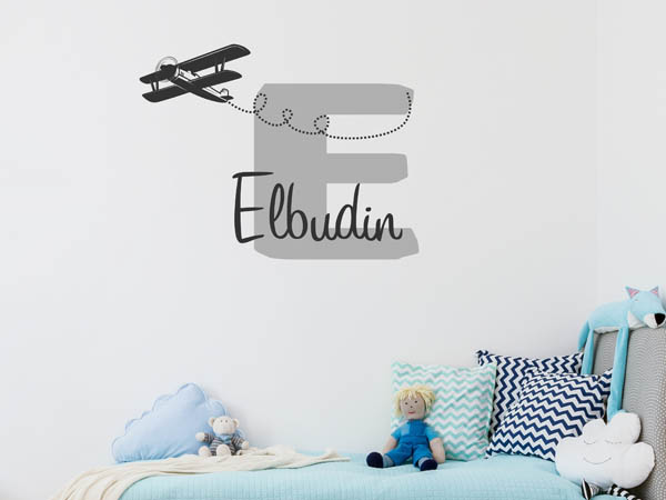 Wandtattoo Elbudin mit Flugzeug