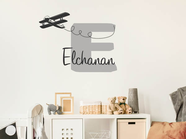 Wandtattoo Elchanan mit Flugzeug