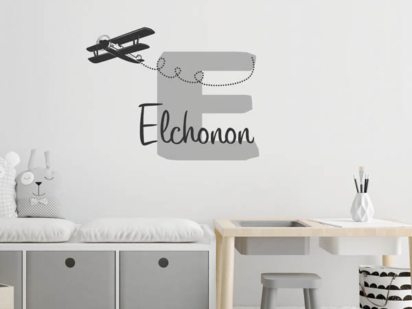 Wandtattoo Elchonon mit Flugzeug
