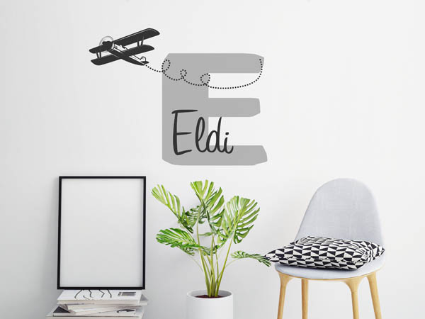 Wandtattoo Eldi mit Flugzeug