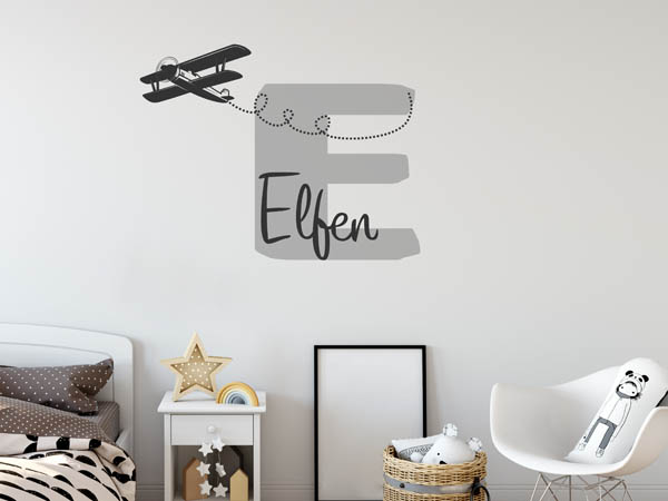 Wandtattoo Elfen mit Flugzeug