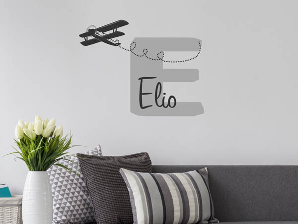 Wandtattoo Elio mit Flugzeug