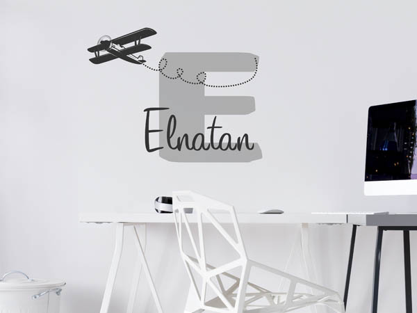 Wandtattoo Elnatan mit Flugzeug