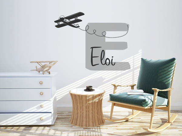 Wandtattoo Eloi mit Flugzeug