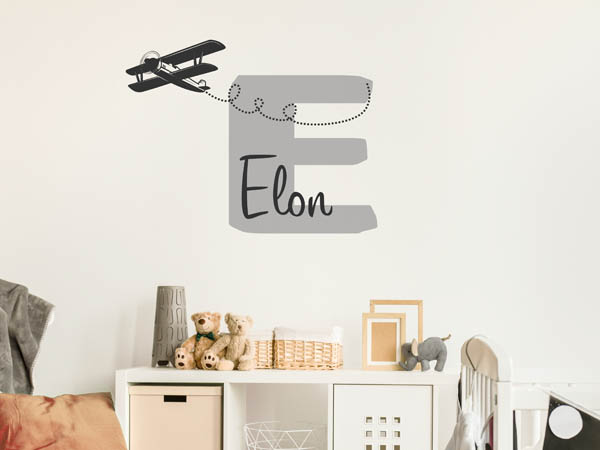 Wandtattoo Elon mit Flugzeug