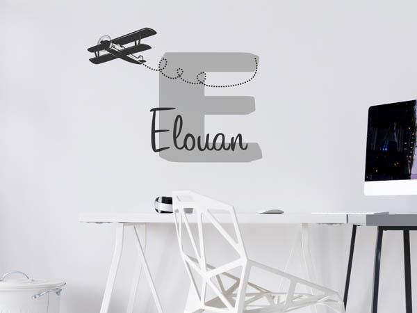 Wandtattoo Elouan mit Flugzeug