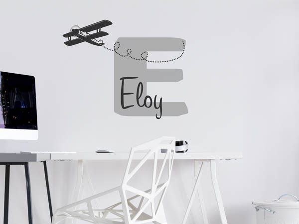 Wandtattoo Eloy mit Flugzeug