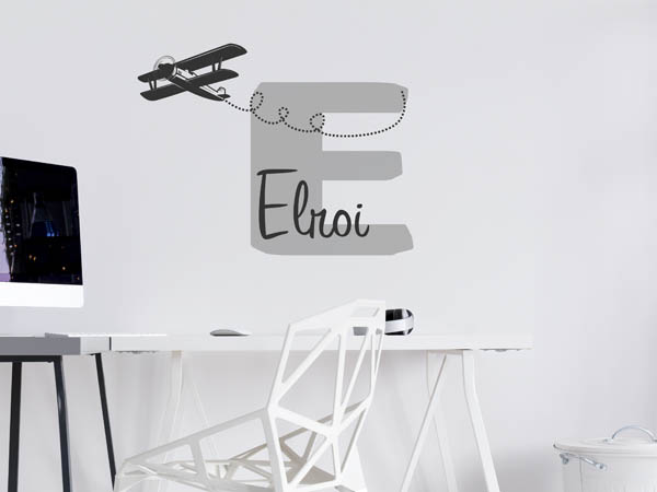 Wandtattoo Elroi mit Flugzeug