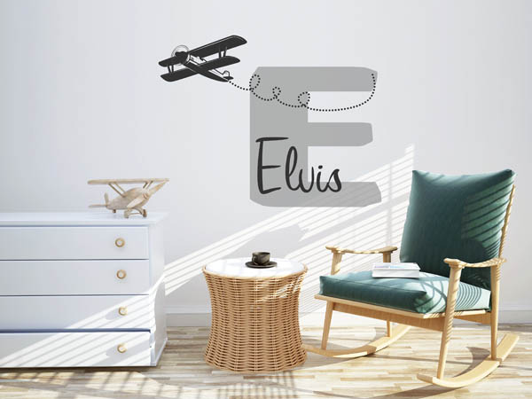 Wandtattoo Elvis mit Flugzeug