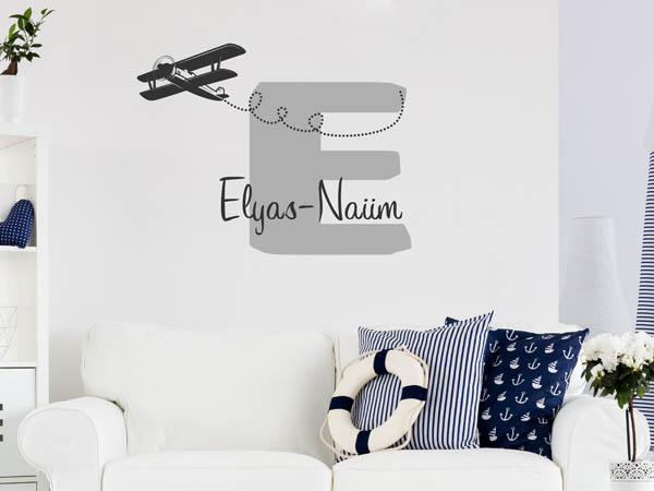 Wandtattoo Elyas-Naiim mit Flugzeug