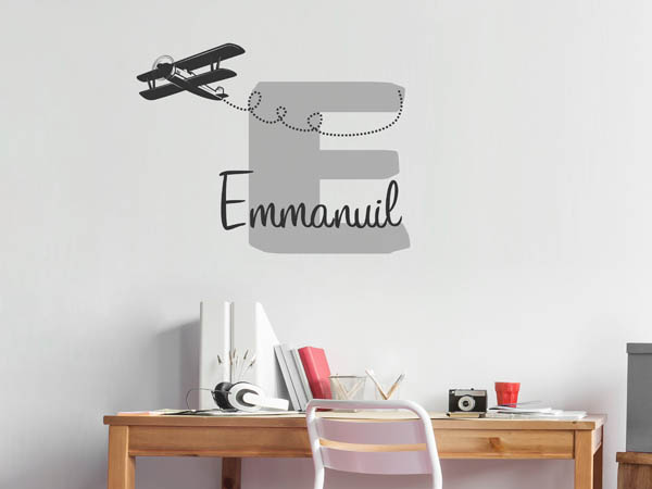 Wandtattoo Emmanuil mit Flugzeug