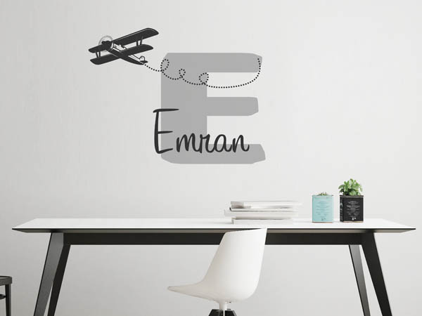 Wandtattoo Emran mit Flugzeug