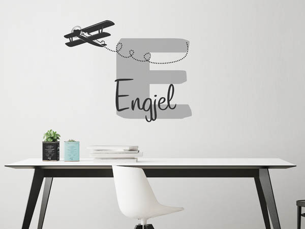Wandtattoo Engjel mit Flugzeug