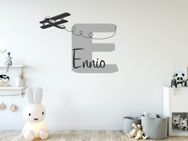 Wandtattoo Ennio mit Flugzeug