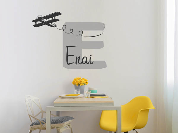Wandtattoo Erai mit Flugzeug