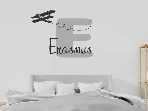 Wandtattoo Erasmus mit Flugzeug