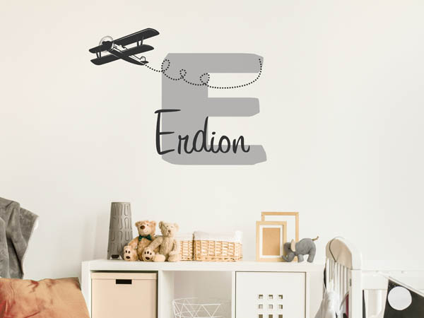 Wandtattoo Erdion mit Flugzeug