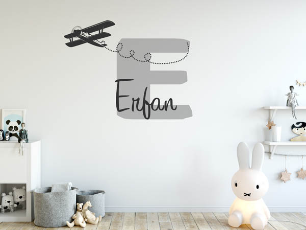 Wandtattoo Erfan mit Flugzeug
