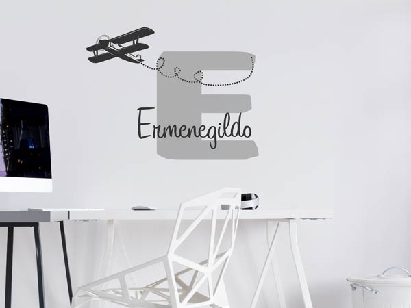 Wandtattoo Ermenegildo mit Flugzeug