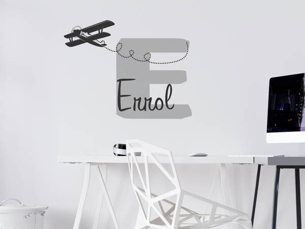 Wandtattoo Errol mit Flugzeug